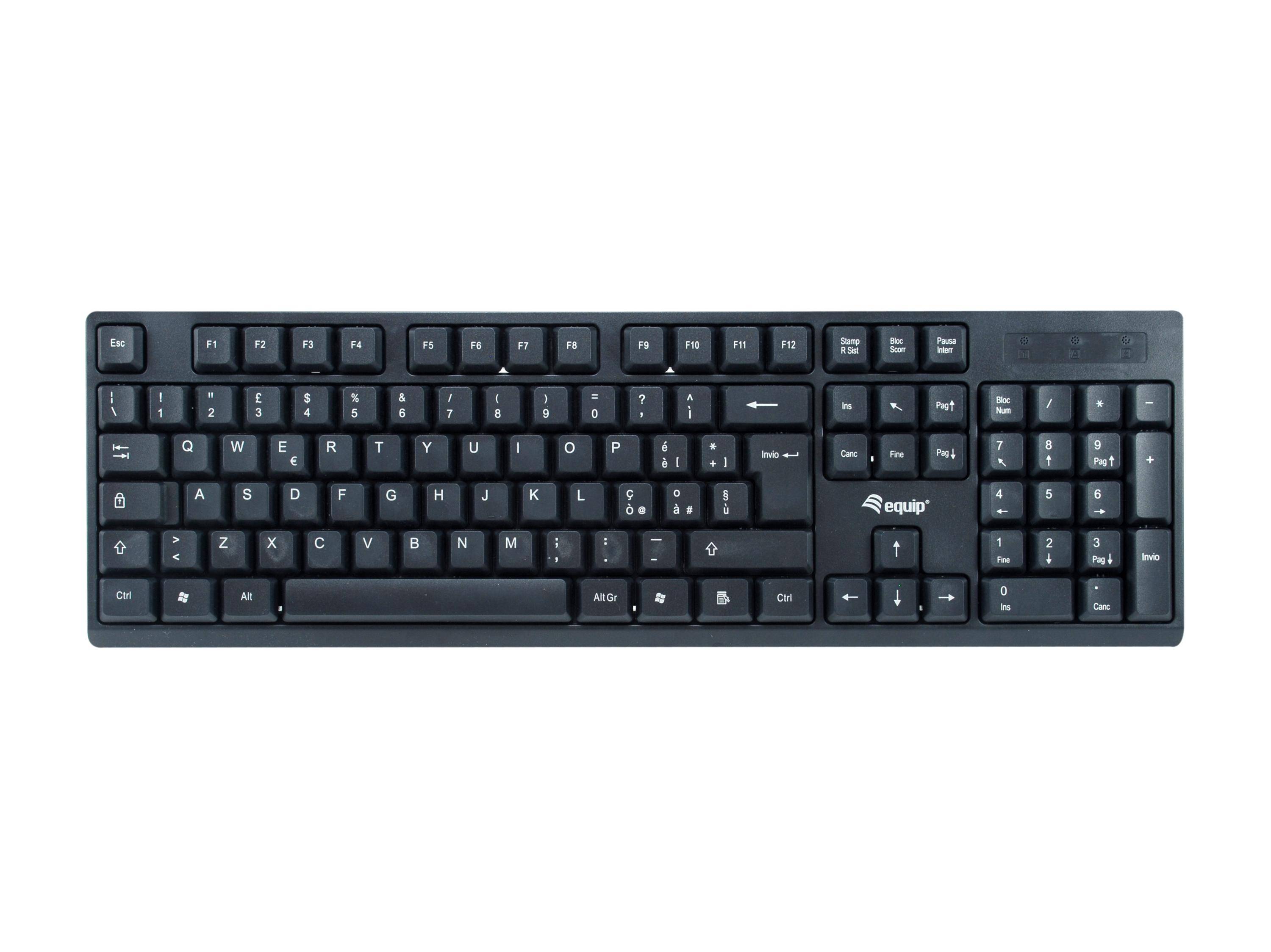 EQUIP Kabellose Kombi Keyboard+Mouse, schwarz, italienisch