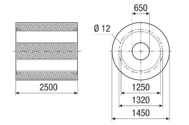 Rohrschalldämpfer RSKI 125/2000 Nennweite 1250, Länge 2500 von Maico - 0073.0258