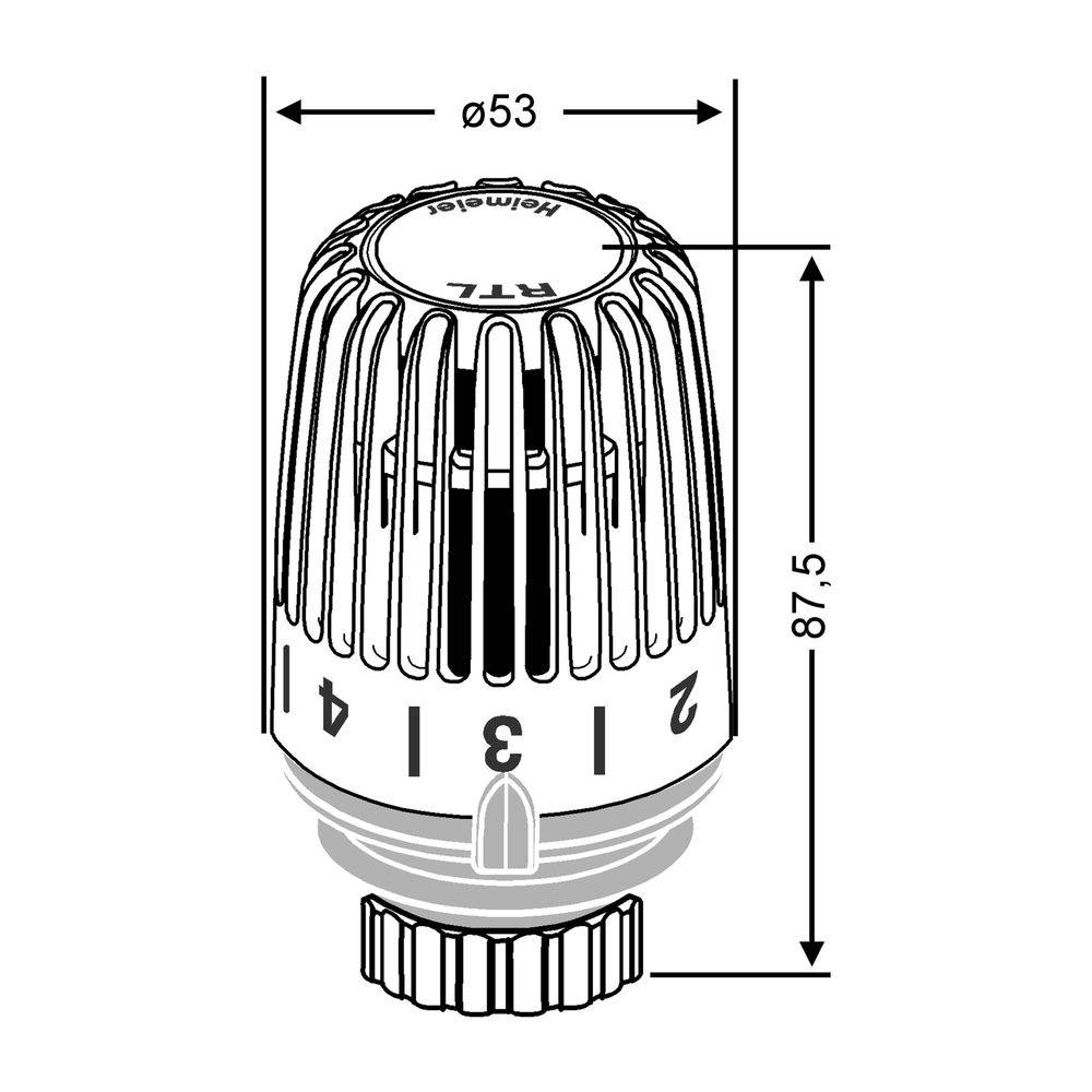 IMI Heimeier Thermostat-Kopf RTL gerade, Einstellbereich 0-50 Grad C, Weiß