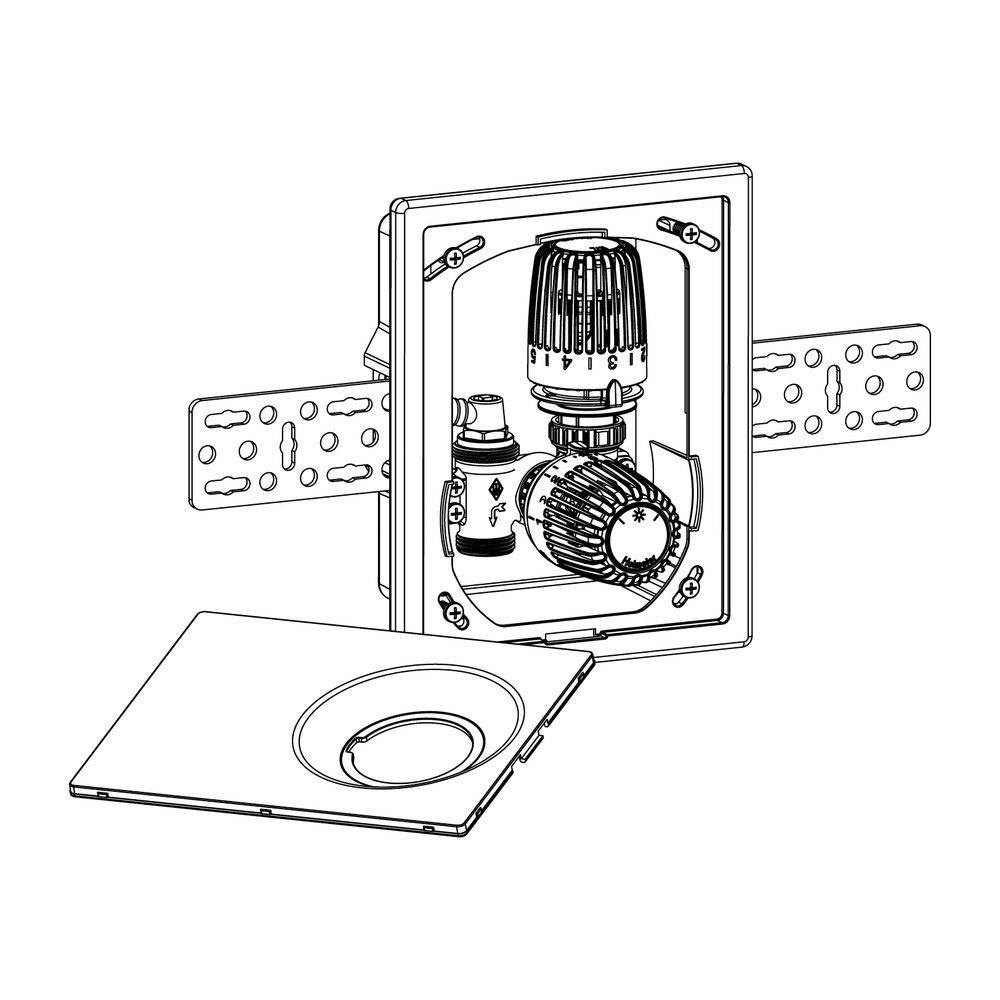 IMI Heimeier Unterputz-Kasten Multibox K-RTL mit Thermostatventil und Rücklauftemperaturbegrenzer, 60mm, G 3/4", Weiß