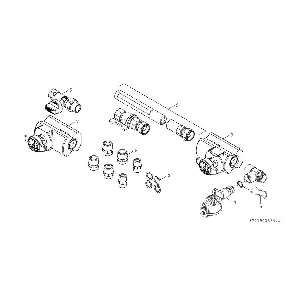 Bosch Installationszubehör CS 28-1 Servicepaket Absperrhähne mit TAE