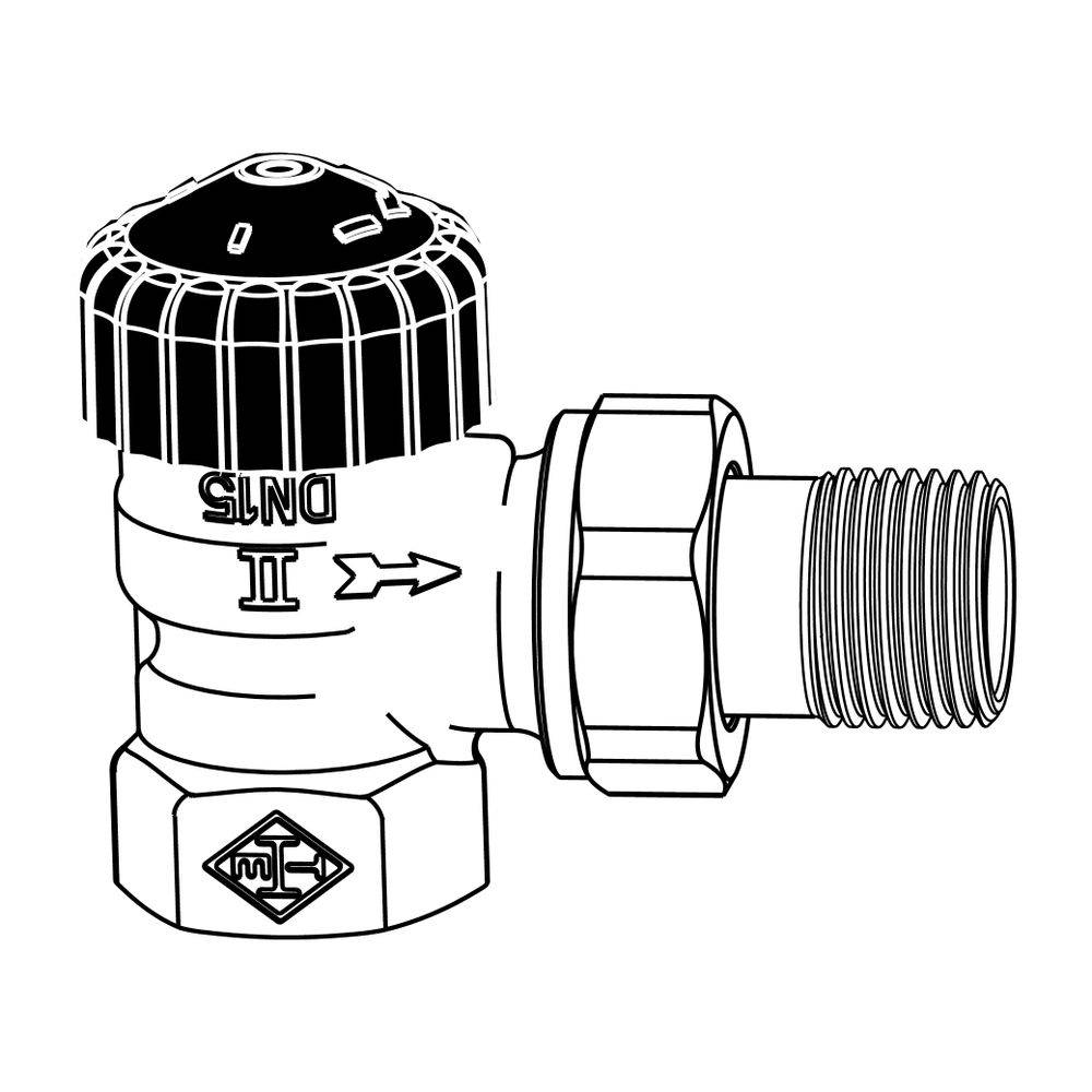 IMI Heimeier Thermostat-Ventilunterteil Standard, Eckform DN 25, vernickelt