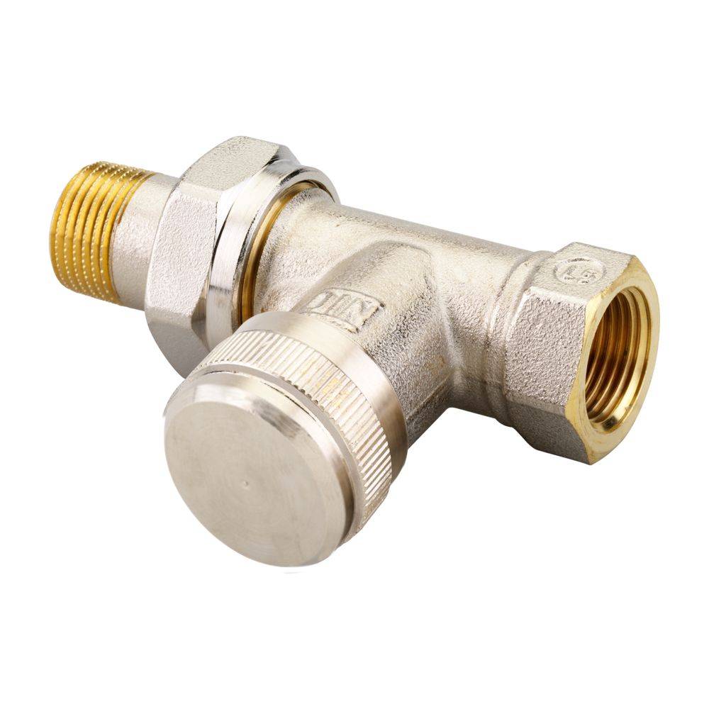 Danfoss Rücklaufverschraubung RLV 10 R 3/8", Durchgangsausführung, vernickelt