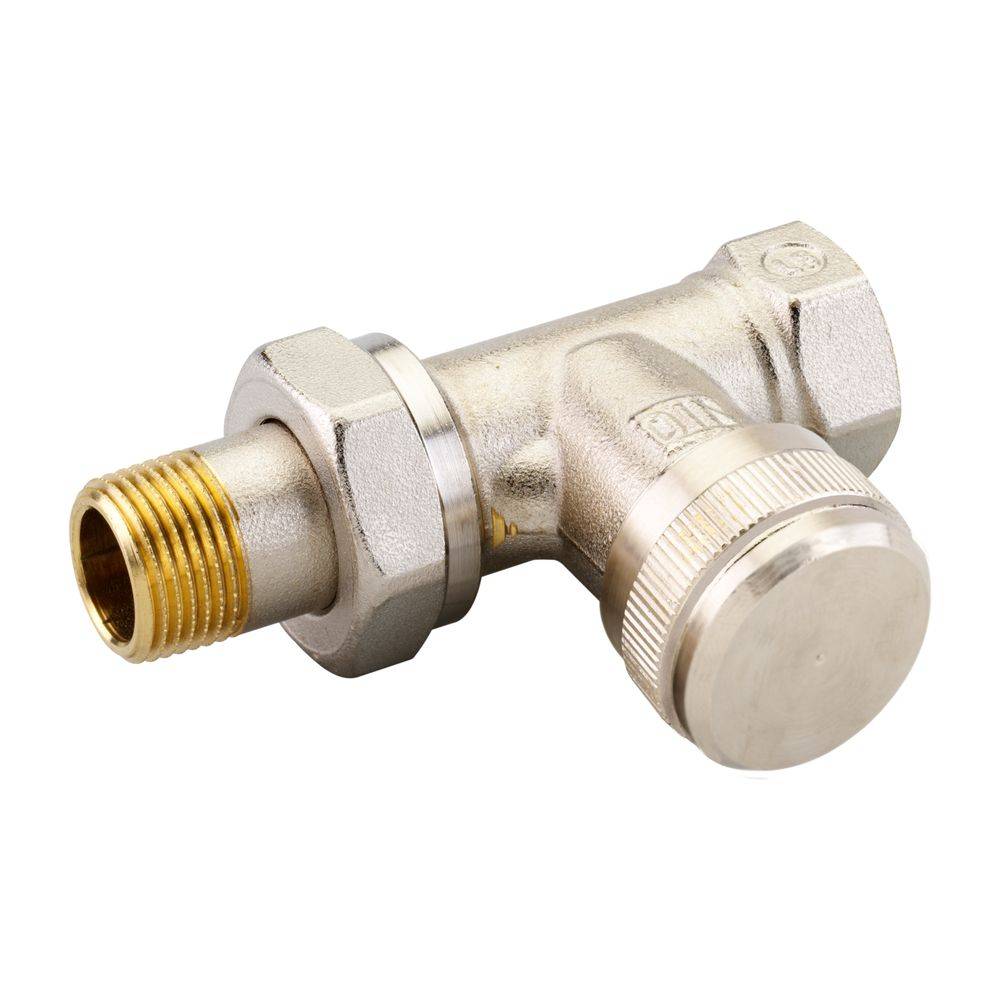 Danfoss Rücklaufverschraubung RLV 10 R 3/8", Durchgangsausführung, vernickelt