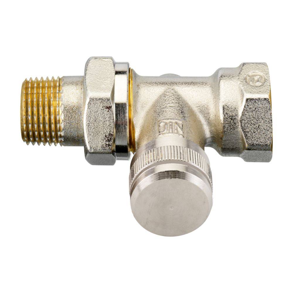 Danfoss Rücklaufverschraubung RLV 15, R 1/2", Durchgangsausführung, vernickelt, 003L0144