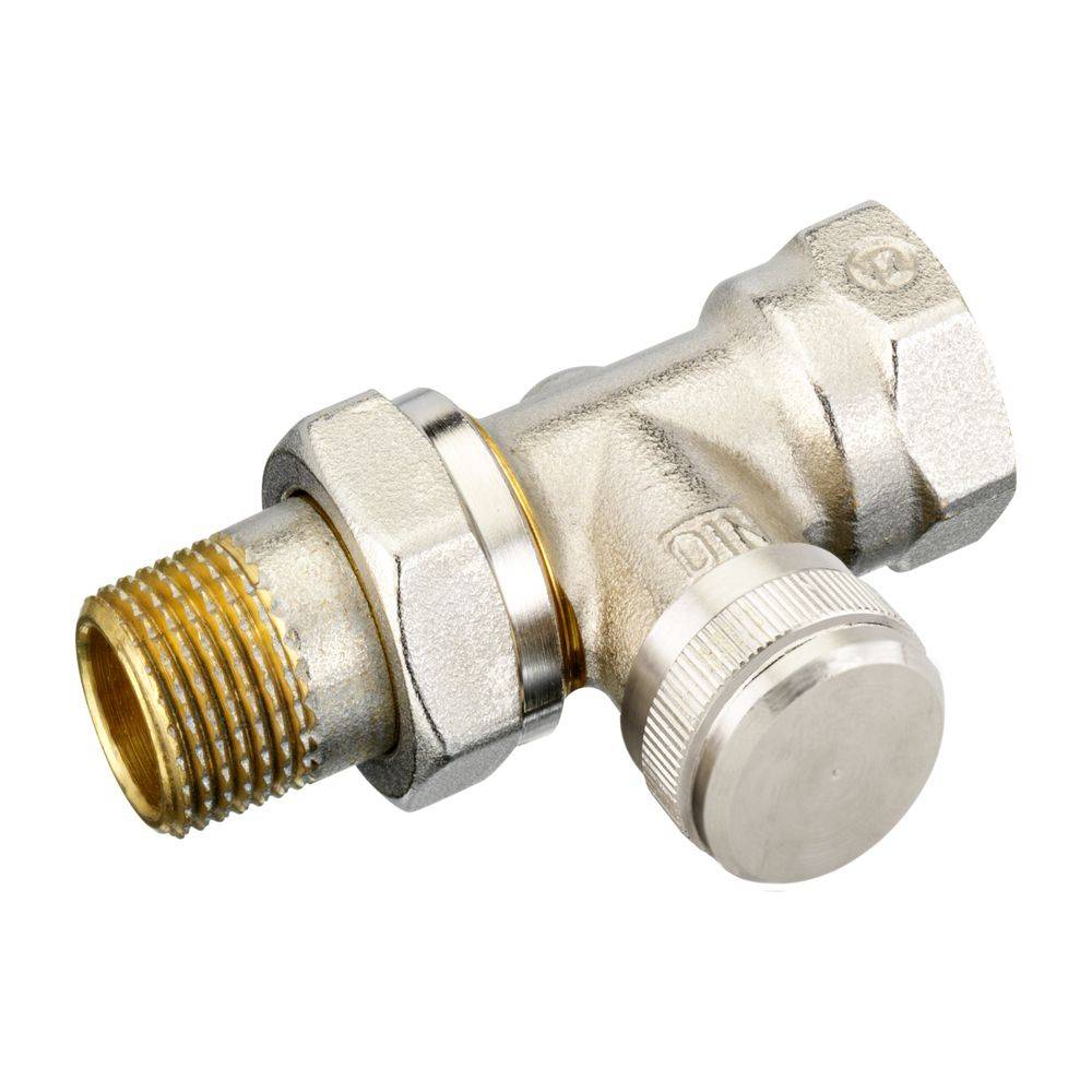 Danfoss Rücklaufverschraubung RLV 15, R 1/2", Durchgangsausführung, vernickelt, 003L0144