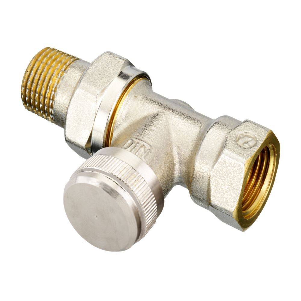 Danfoss Rücklaufverschraubung RLV 15, R 1/2", Durchgangsausführung, vernickelt, 003L0144