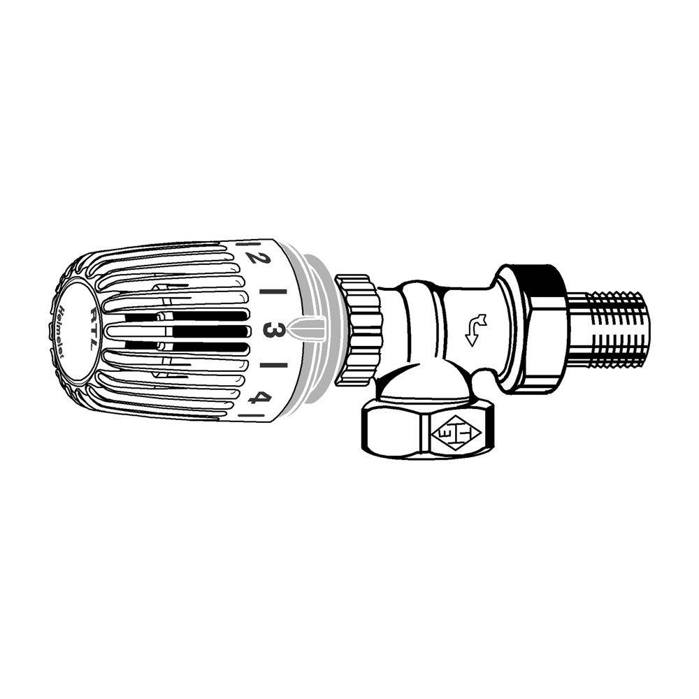 IMI Heimeier Rücklauftemperaturbegrenzer RTL Axialform, Außengewinde R 1/2"