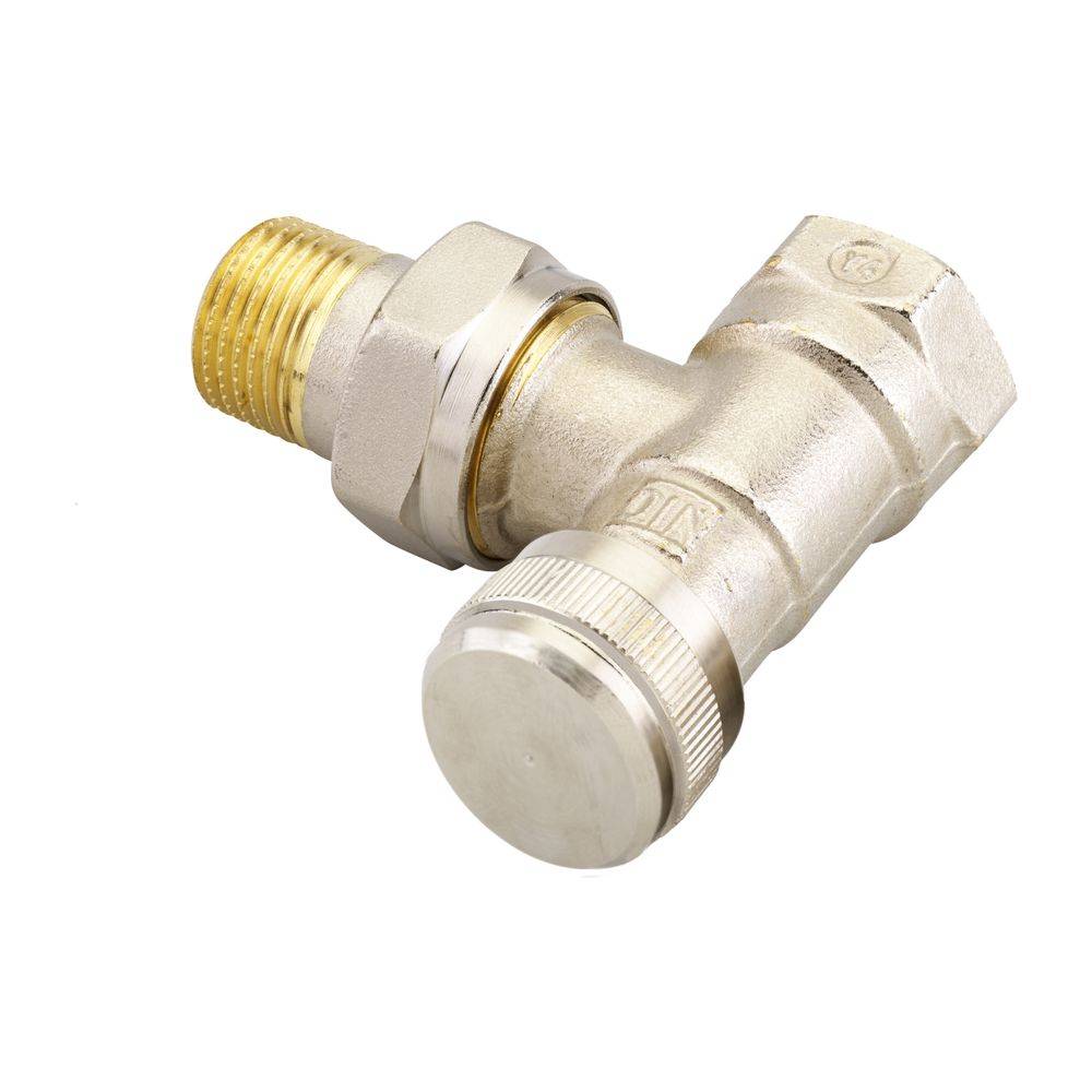 Danfoss Rücklaufverschraubung RLV 15, R 1/2", Eckausführung, vernickelt, 003L0143