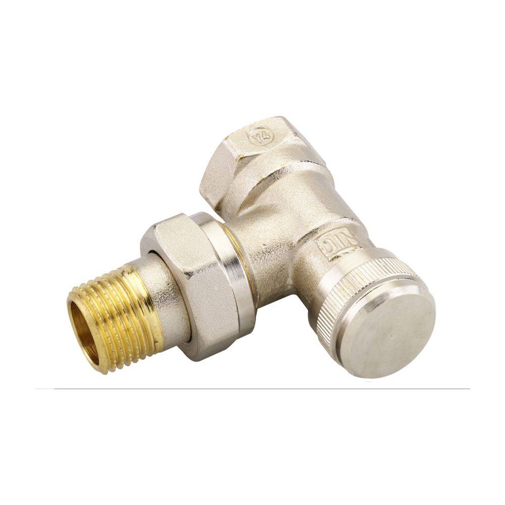 Danfoss Rücklaufverschraubung RLV 15, R 1/2", Eckausführung, vernickelt, 003L0143
