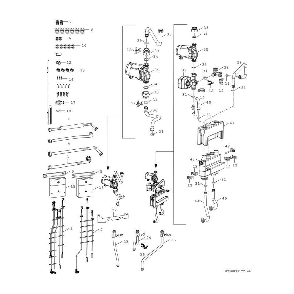 BOSCH Installationszubehör CS 13 Anschlusssatz 2 Heizkreis, mit hydraulischer Weiche
