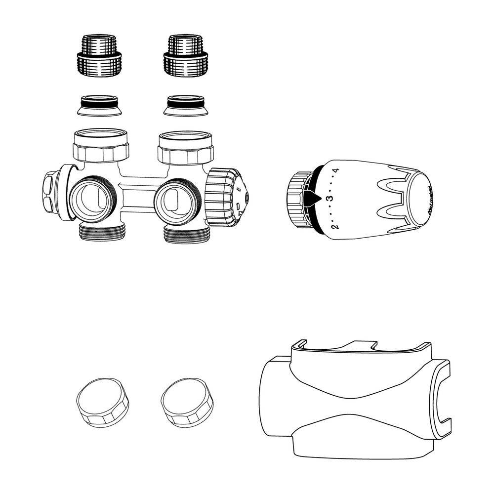 IMI Heimeier Ventil Multilux 4-Set Zweirohr, Weiß