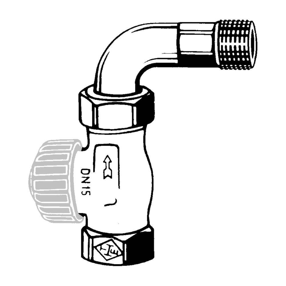 IMI Heimeier Thermostat-Ventilunterteil mit geregeltem Widerstand, Durchgangsform DN 15 Bogenverschraubung