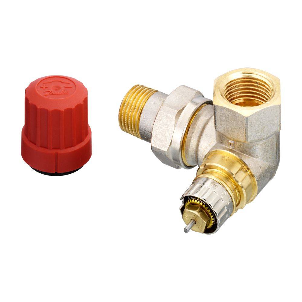 Danfoss Ventilgehäuse RA-N, DN 15, R 1/2", Winkelausführung links, matt vernickelt, 013G0234