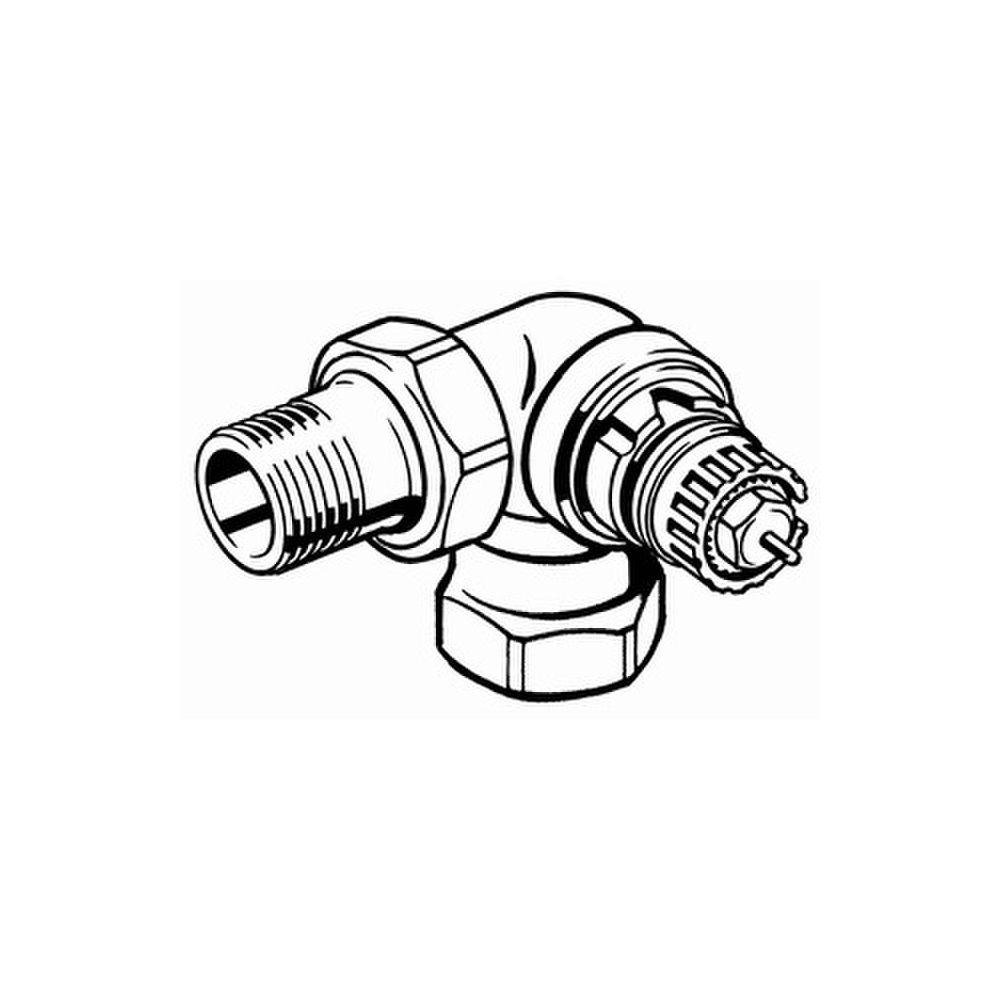 Danfoss Ventilgehäuse RA-N 15 R 1/2", Winkelausführung links, matt vernickelt