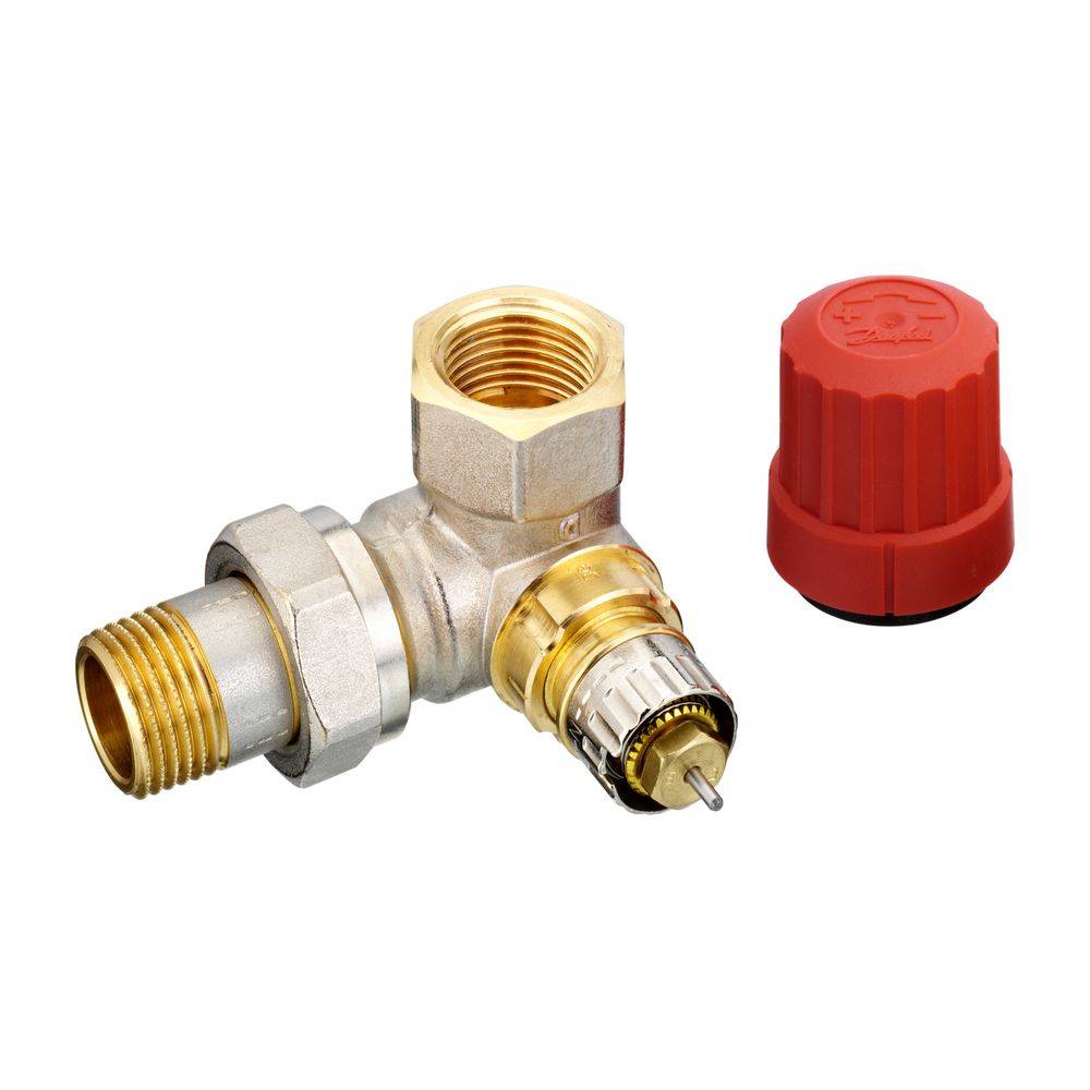 Danfoss Ventilgehäuse RA-N, DN 15, R 1/2", Winkelausführung links, matt vernickelt, 013G0234