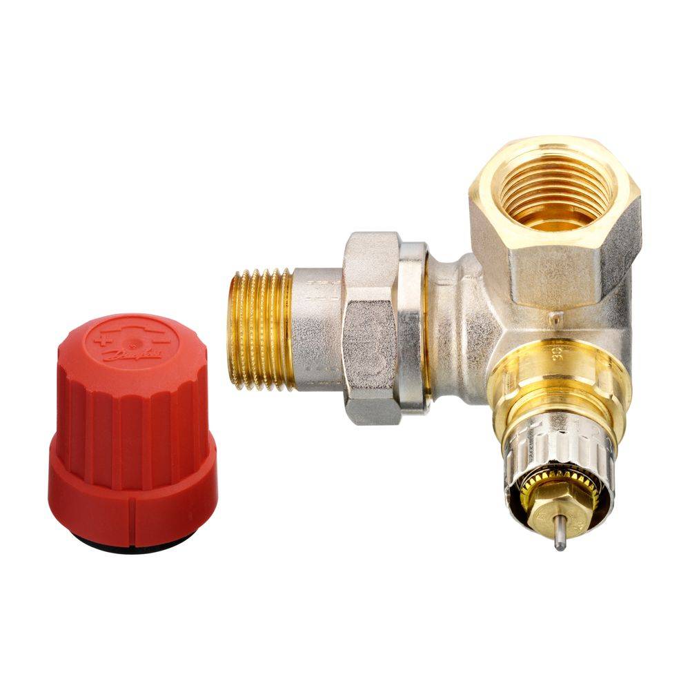Danfoss Ventilgehäuse RA-N, DN 15, R 1/2", Winkelausführung links, matt vernickelt, 013G0234
