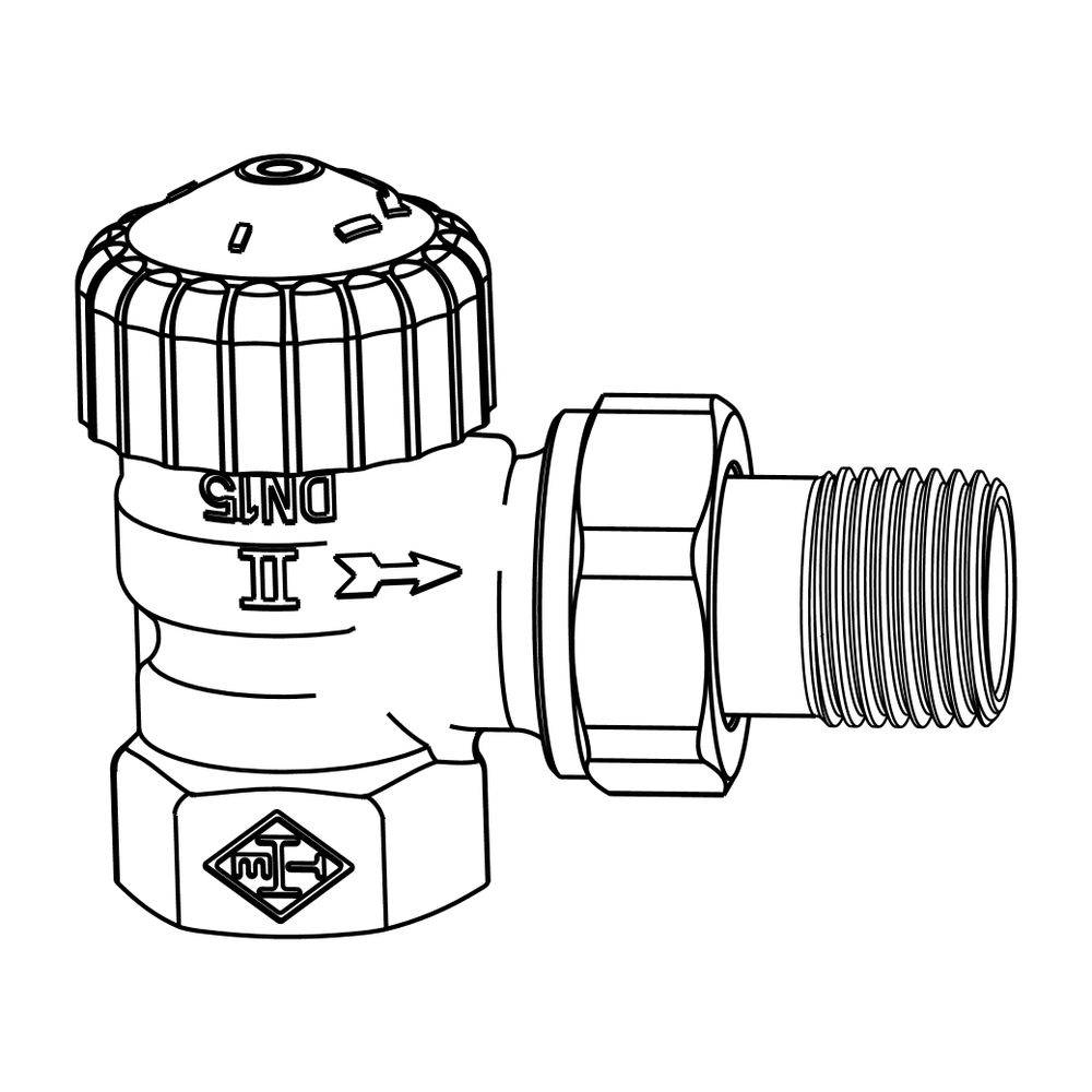 IMI Heimeier Thermostat-Ventilunterteil V-exact II, Eckform DN 15, vernickelt