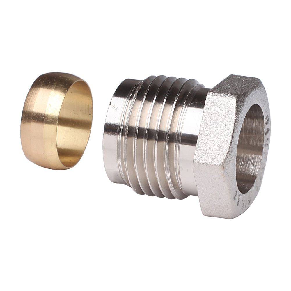 Danfoss Klemmverbinder, R 1/2" Außengewinde auf 15mm, für Stahl- und Kupferrohre, vernickelt