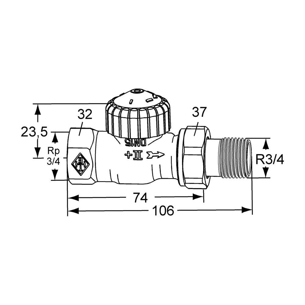 IMI Heimeier Thermostat-Ventilunterteil V-exact II, Durchgangsform DN 20, vernickelt