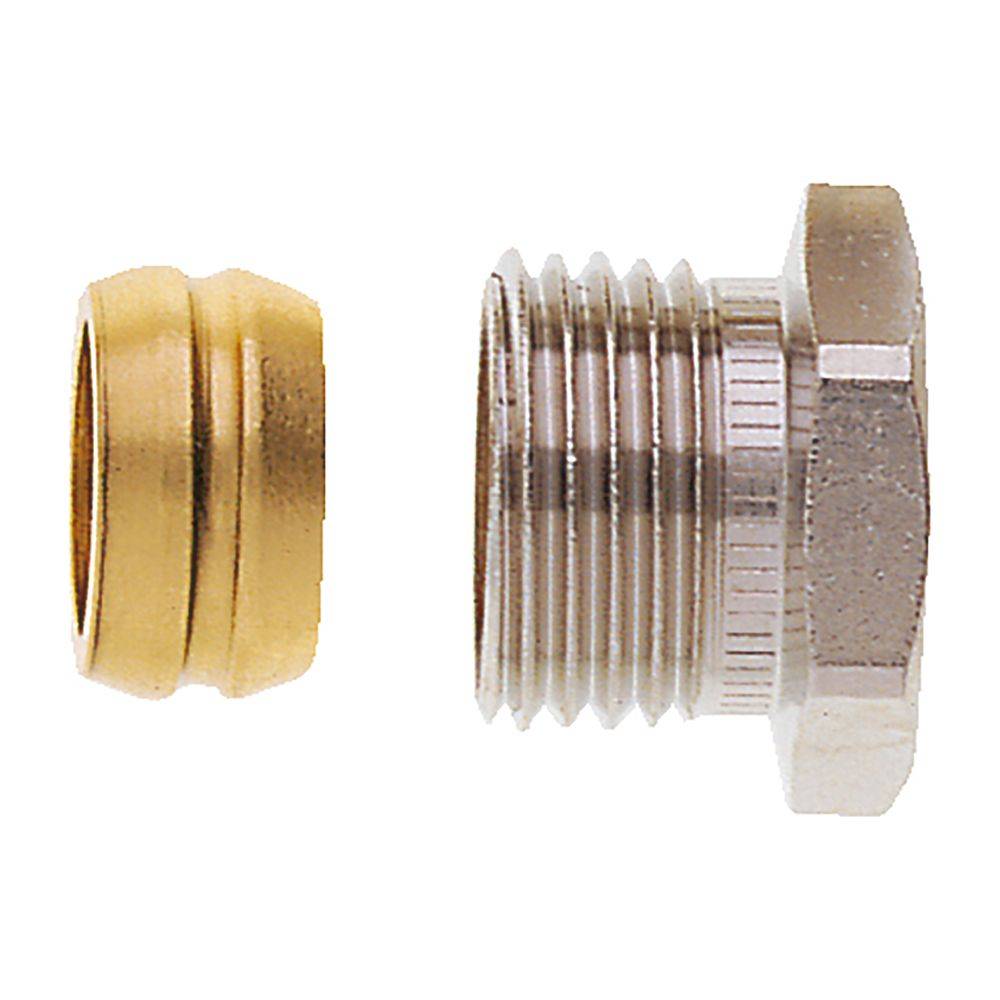 IMI Heimeier Klemmverschraubung, für Kupfer- und Stahlrohr 15mm Rp 1/2" Innengewinde, vernickelt
