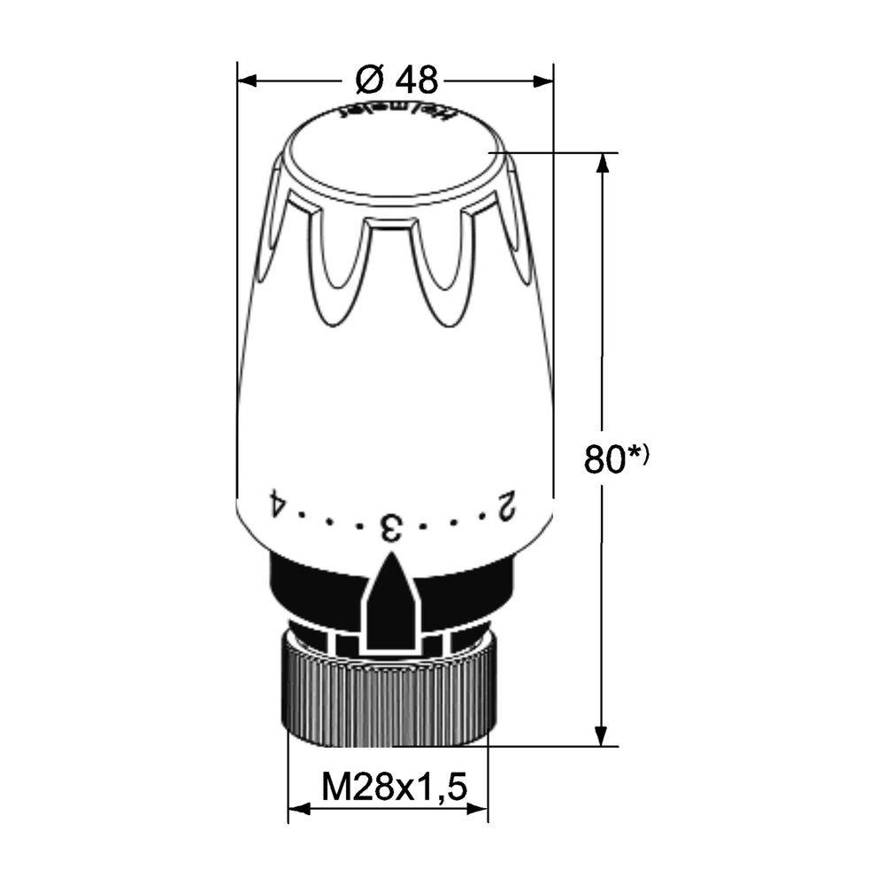 IMI Heimeier Thermostat-Kopf DX, mit Direktanschluss für Herz M28x1,5