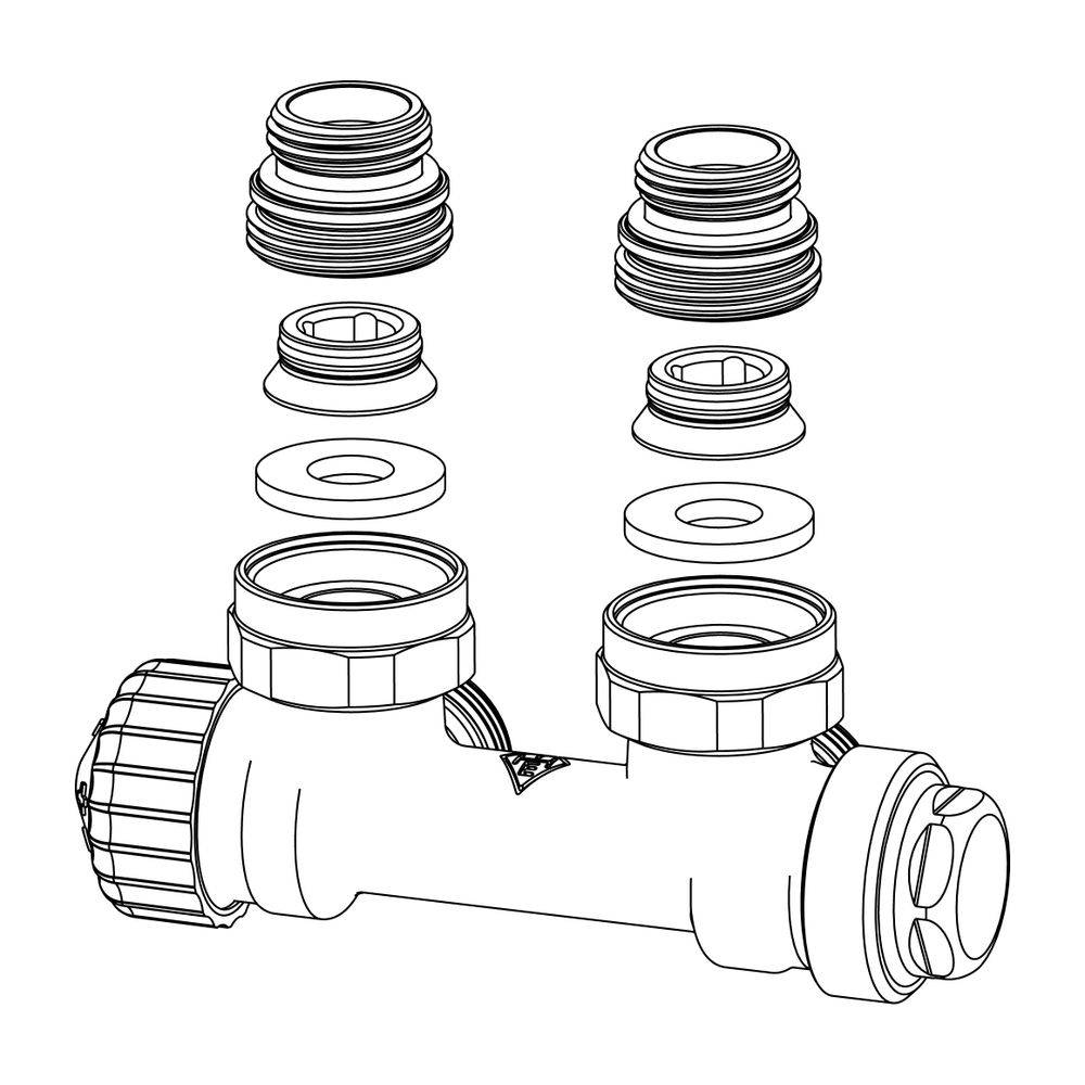 IMI Heimeier Ventil Multilux Zweirohr Eck, für Rp 1/2" Innengewinde und G 3/4" Außengewinde