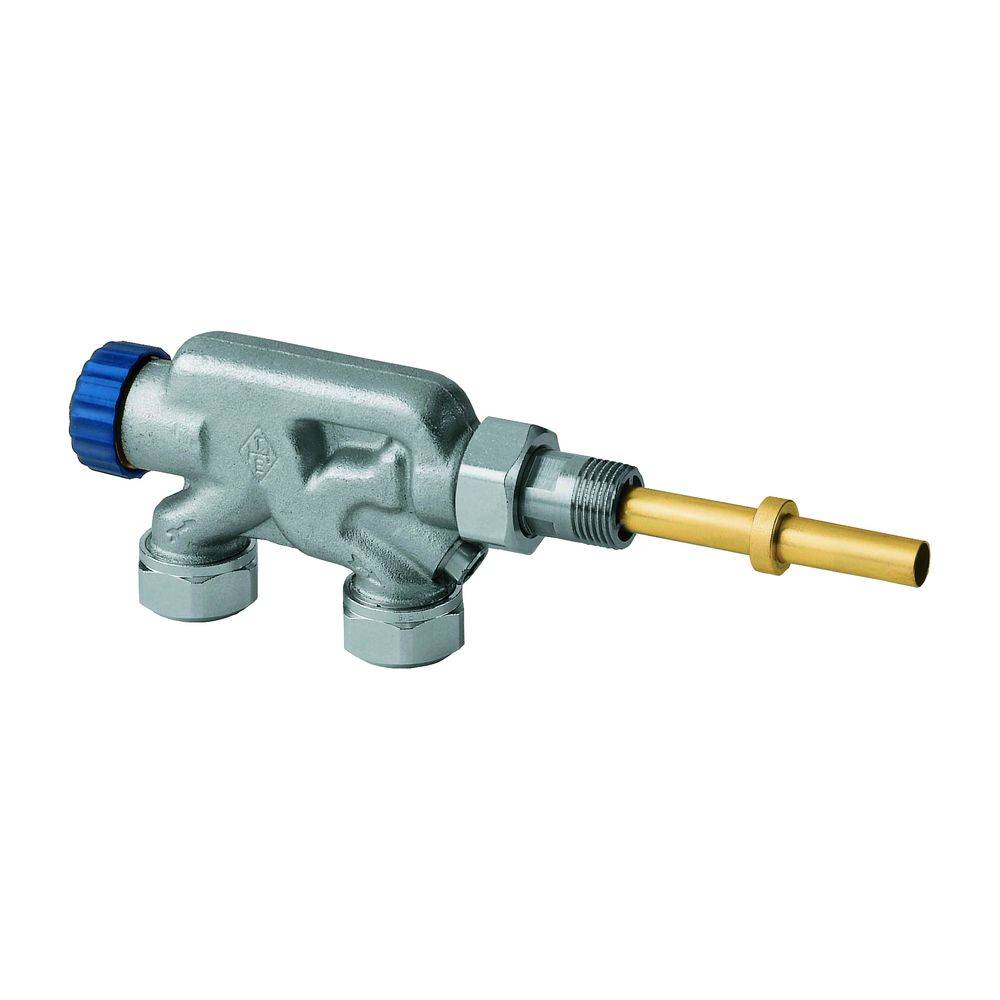 IMI Heimeier Einrohrventil für Tauchrohr, seitlicher Heizkörperanschluss, DN 15 1/2", Mittenabstand 58mm, Rotguss