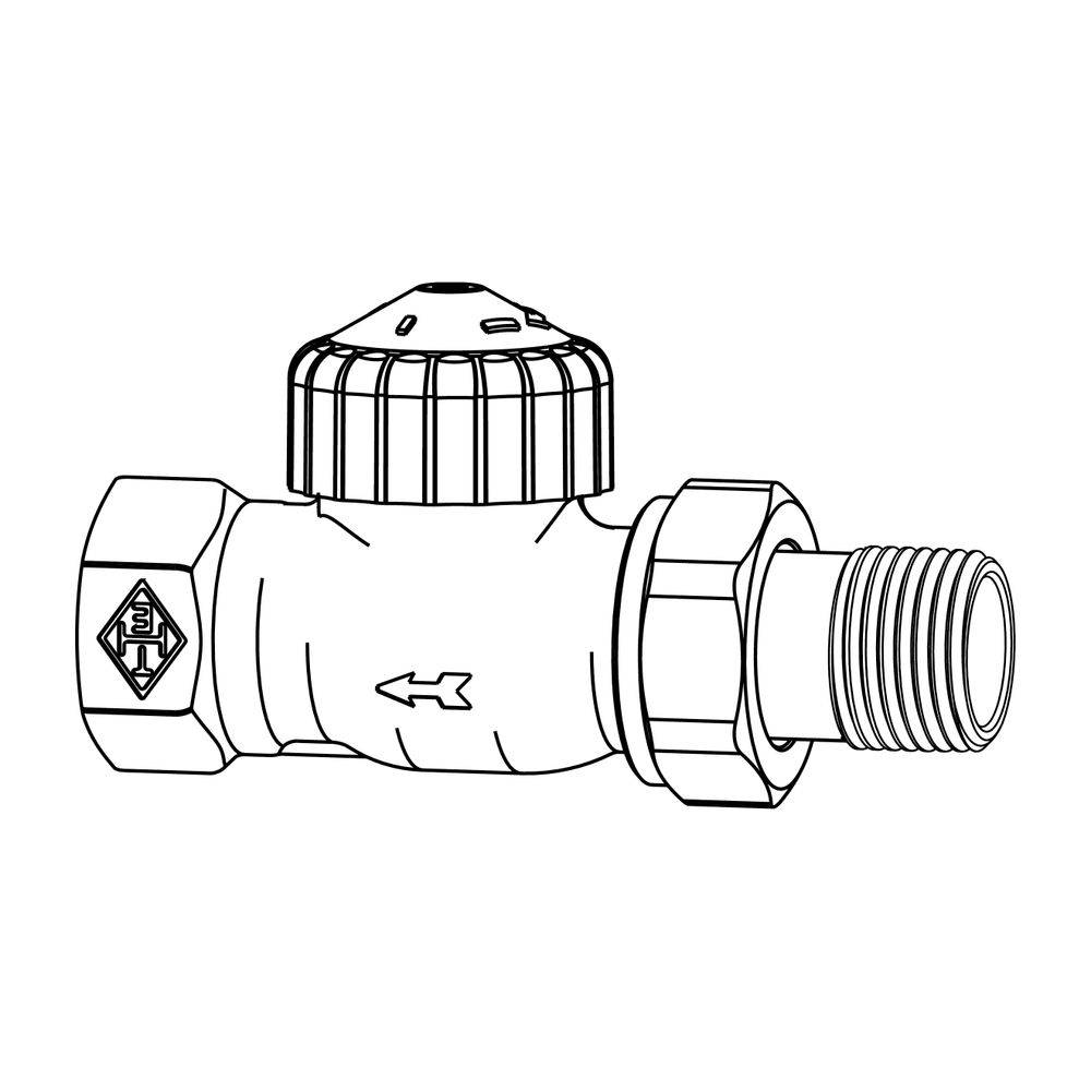 IMI Heimeier Thermostat-Ventilunterteil V-exact II umgekehrte Flussrichtung, Durchgangsform DN 10