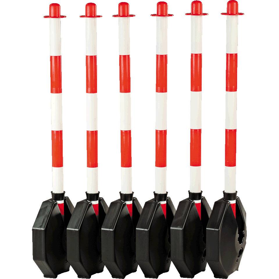 K.57 Klapppfostenset,befüllt,rot/weiß,uv-beständig,H 870mm,Fuß Ø300mm,6-tlg