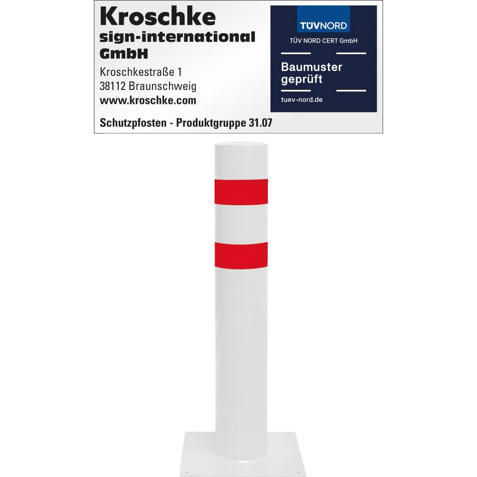 K.57 Schutzpfosten XXXL, zum dübeln, rot/weiß, Stahl, pulverbeschichtet, Ø219mm, 1300mm