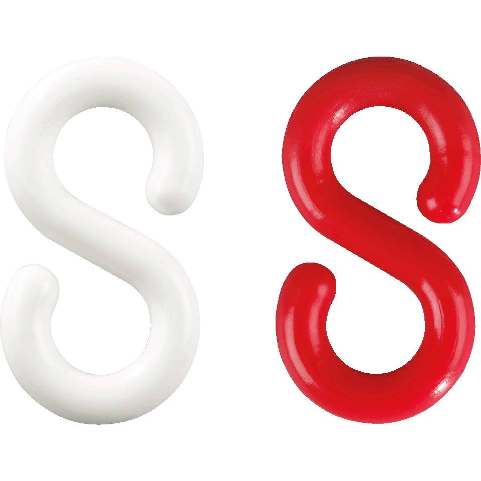 K.57 S-Haken, rot, weiß, Kunststoff, Ø 8mm, 10/VE (je Farbe 5 Stück)