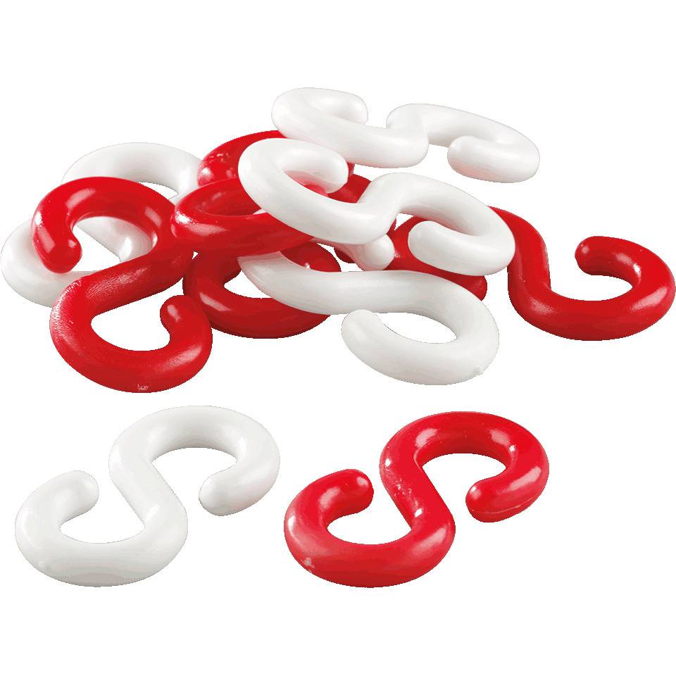 K.57 S-Haken, rot, weiß, Kunststoff, Ø 8mm, 10/VE (je Farbe 5 Stück)