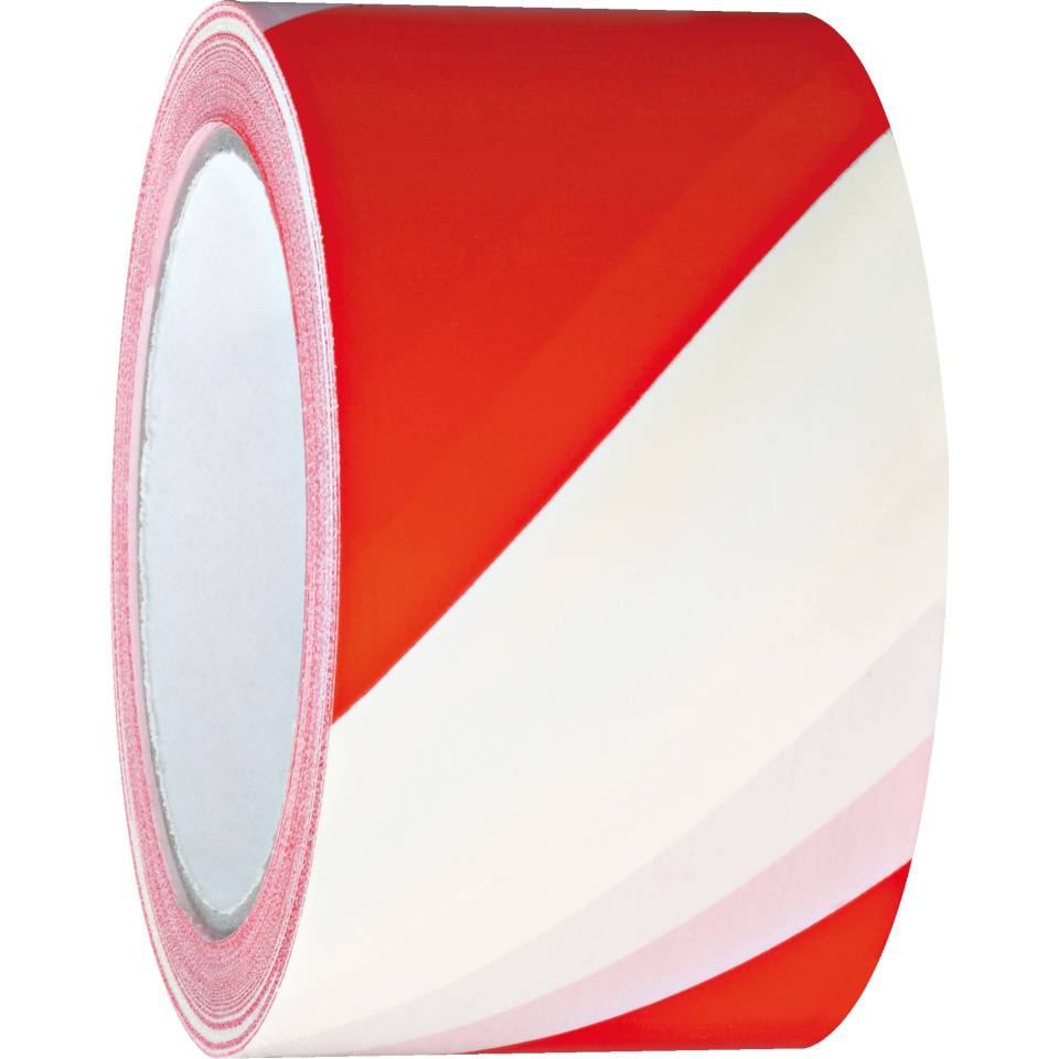 K.57 Warnmarkierungsband, linksweisend, ASR A1.3, rot/weiß, Folie, selbstklebend, 60mm, 66m