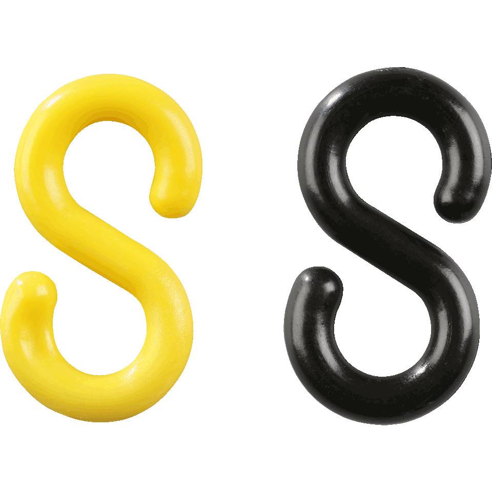 K.57 S-Haken, gelb, schwarz, Kunststoff, Ø 8mm, 10/VE (je Farbe 5 Stück)