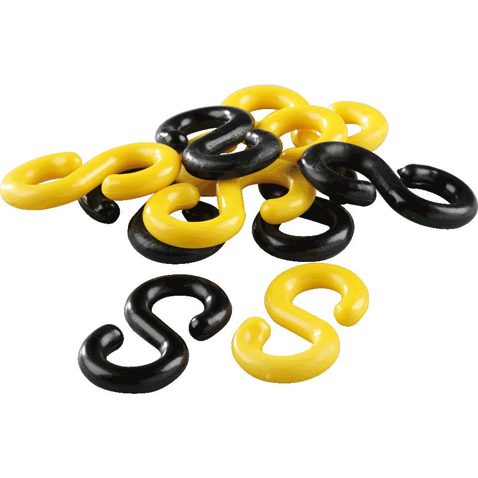 K.57 S-Haken, gelb, schwarz, Kunststoff, Ø 8mm, 10/VE (je Farbe 5 Stück)