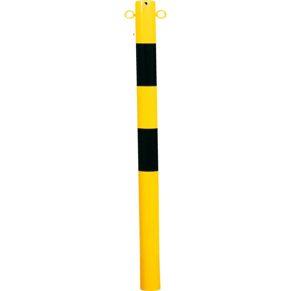 K.57 Absperrpfosten, zum Einbetonieren, gelb/schwarz, Stahlrohr,feuerverzinkt, 1000mm
