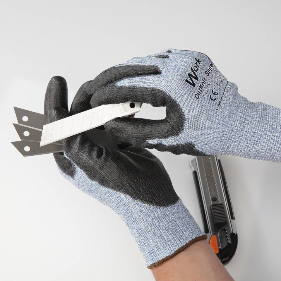 Work Schnittschutz-Handschuh CutKnit® Super, HPPE/Glasfaser, PU,Größe 8, EN 388, EN ISO 21420, Kat. II