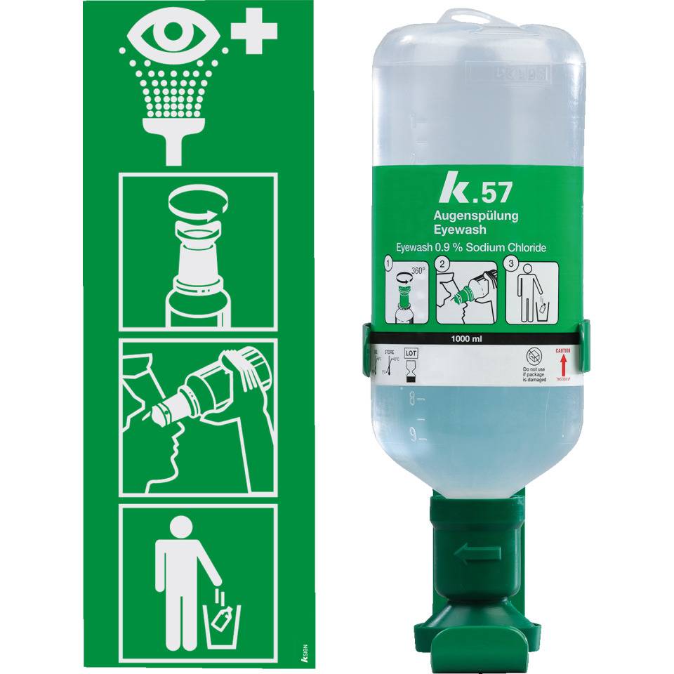 K.57 Augenspülstation mit Einzelhalterung, zur Wandmontage, 1x1000ml/Flasche
