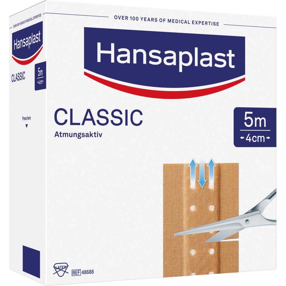 Hansaplast® Classic-Pflaster, luftdurchlässig, für normale Haut,4cm, 5m/Rolle