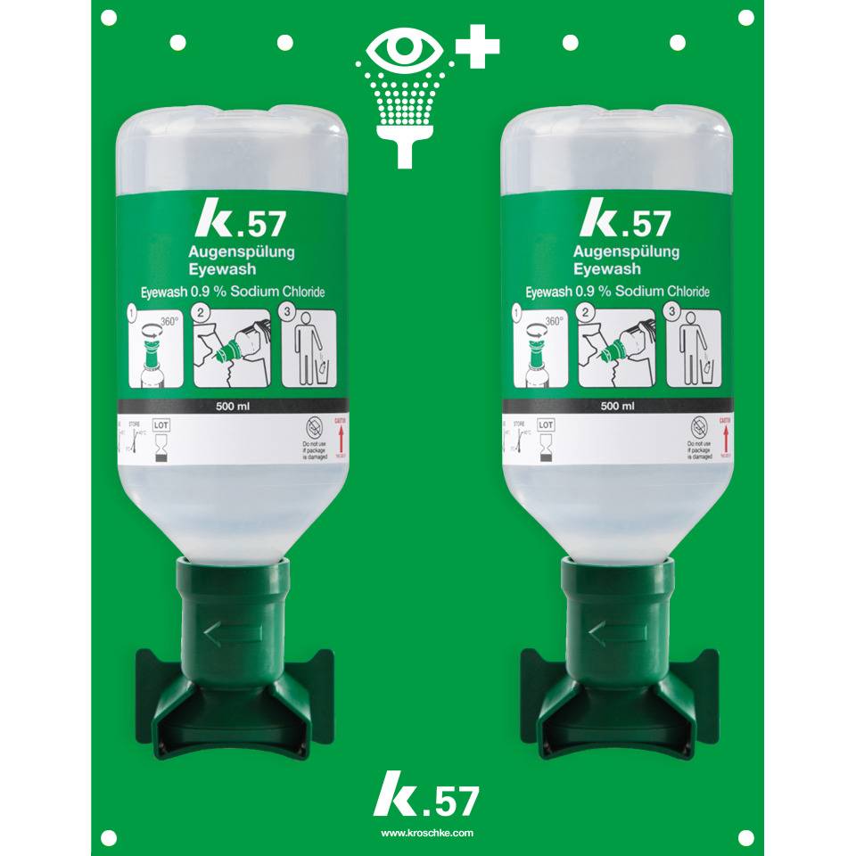 K.57 Augenspülstation Double 500, zur Wandmontage, 2x500ml/Flasche gemäß DIN EN 15154-4