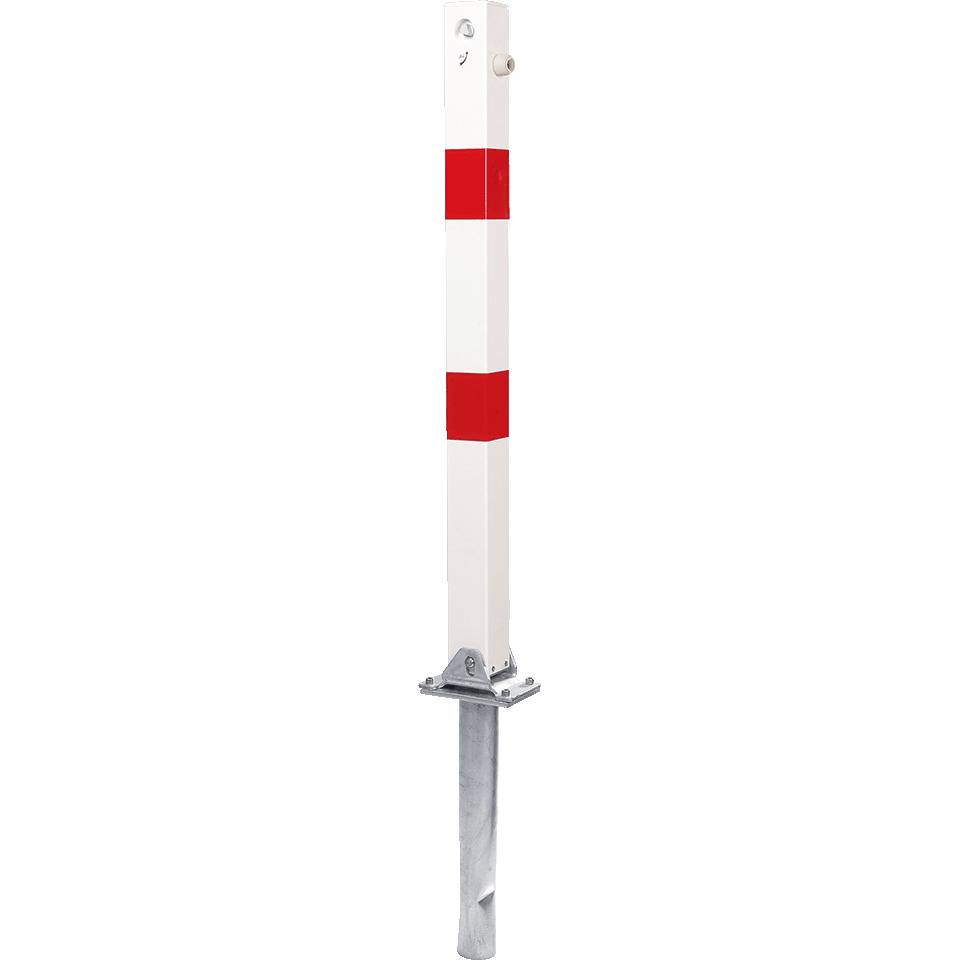 K.57 Universalpfosten Rom,z.Einbetonieren,Dreikantverschl.,weiß/rot,Stahl,1000mm