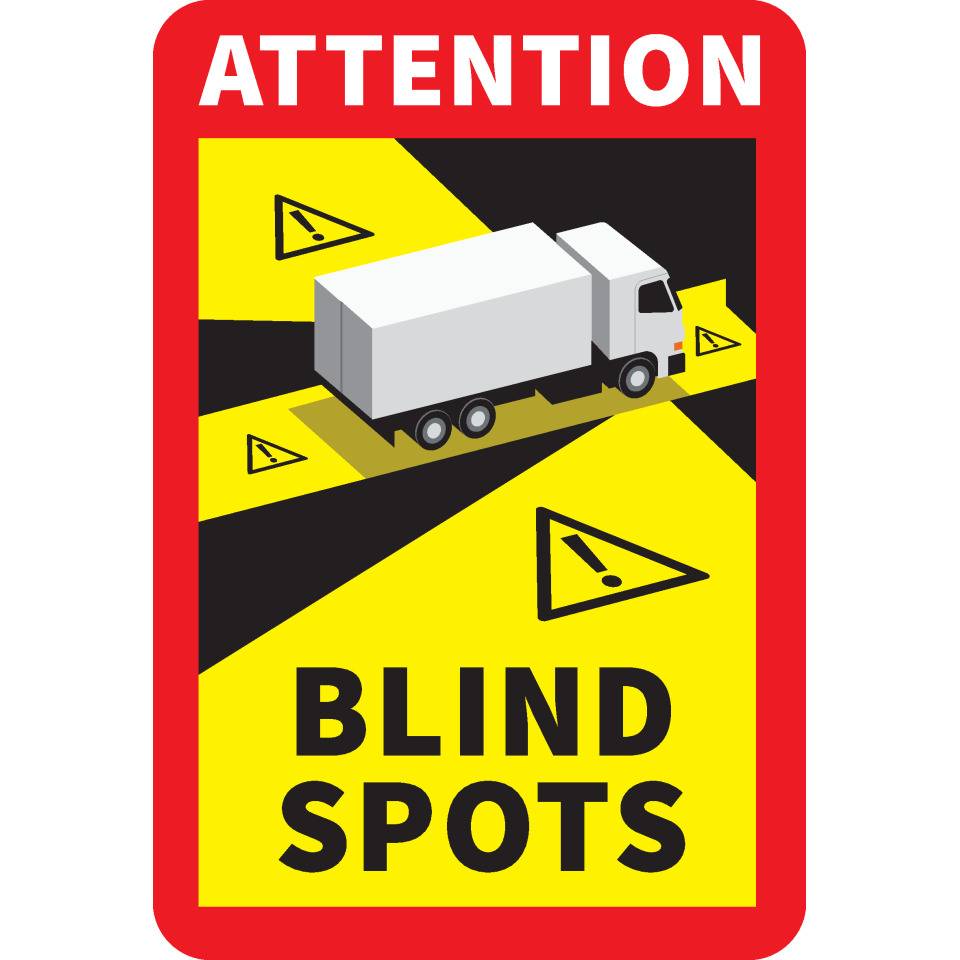 Aufkleber Achtung Toter Winkel - Attention, blind spots, englisch, Folie, 250x170mm