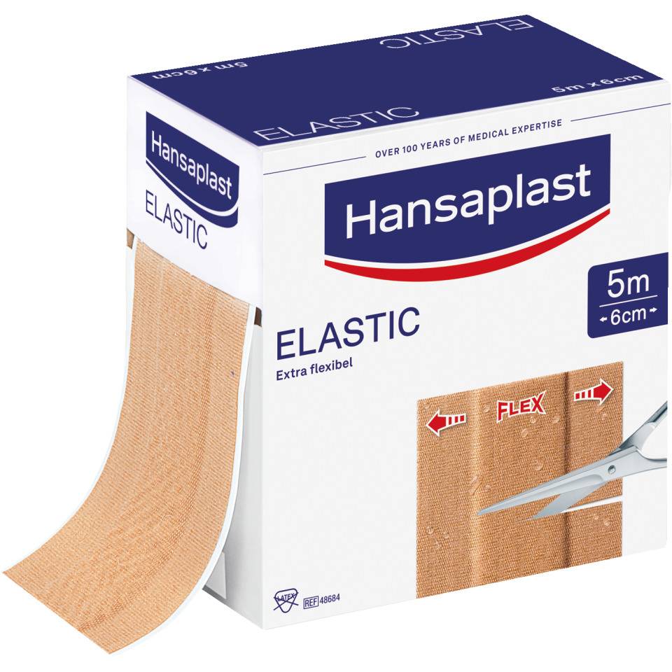 Hansaplast® Elastic-Pflaster, luftdurchlässig, sehr elastisch, 6cm, 5m/Rolle