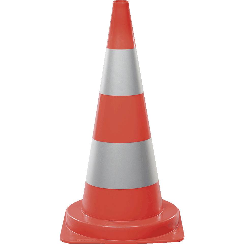 K.57 Leitkegel, für Tag- und Nachteinsatz, rot tagesleuchtend/silber, 750mm, 5kg