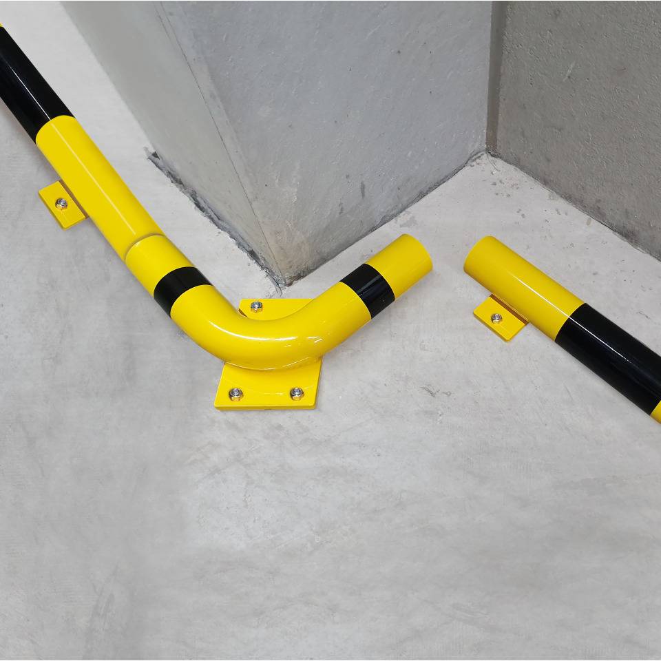 K.57 90° Winkel - Rollstopp Baukastensystem, gelb/schwarz, Stahl, Ø 76mm, 250mm