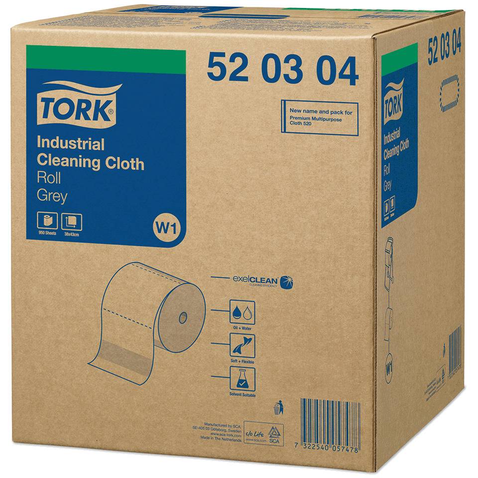 Tork 520304 Industrie Reinigungstücher Premium W1 1-lagig | Karton (1 Rolle)