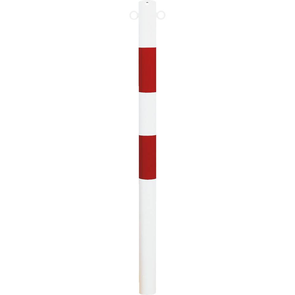 K.57 Absperrpfosten, zum Einbetonieren, rot/weiß, Stahlrohr, feuerverzinkt, 1000mm