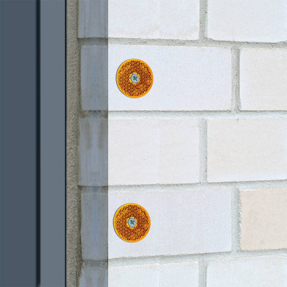 K.57 Warn-Reflektor, mit Schraubloch, gelb, Kunststoff, Ø 61mm, 4 Stück/VE