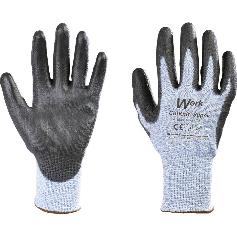 Work Schnittschutz-Handschuh CutKnit® Super, HPPE/Glasfaser, PU,Größe 8, EN 388, EN ISO 21420, Kat. II